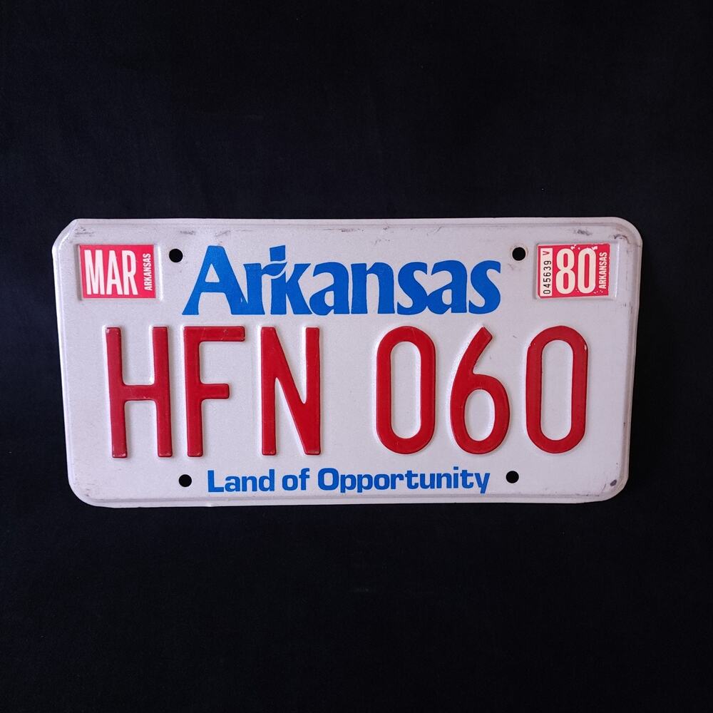Vintage 1980 Arkansas Car License Plate HFN 060 Expired Garage Bar Home Decor
